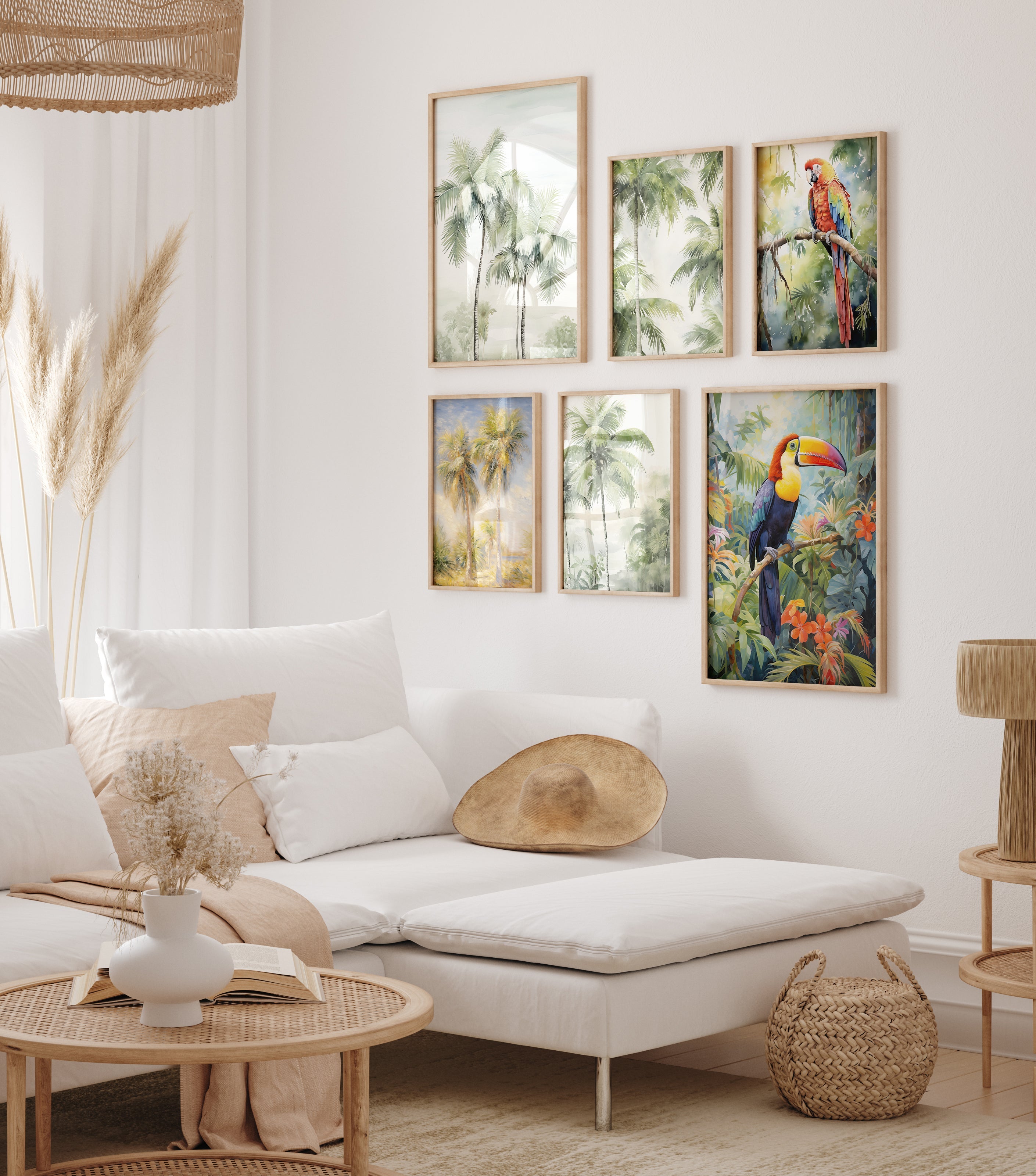 Dschungel poster · Geschenkidee · Papagei Tukan Palmen · Dekoprint ohne Rahmen