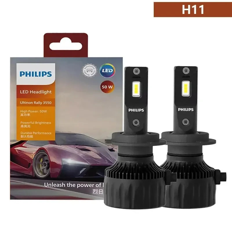 Philips Ultinon Rally 3550 Car Headlight Bulb H7 Led H4 H11 9005 HB3 9006 HB4 9012 HIR2 Fog Lights 6500K High Power 50W Led Lamp