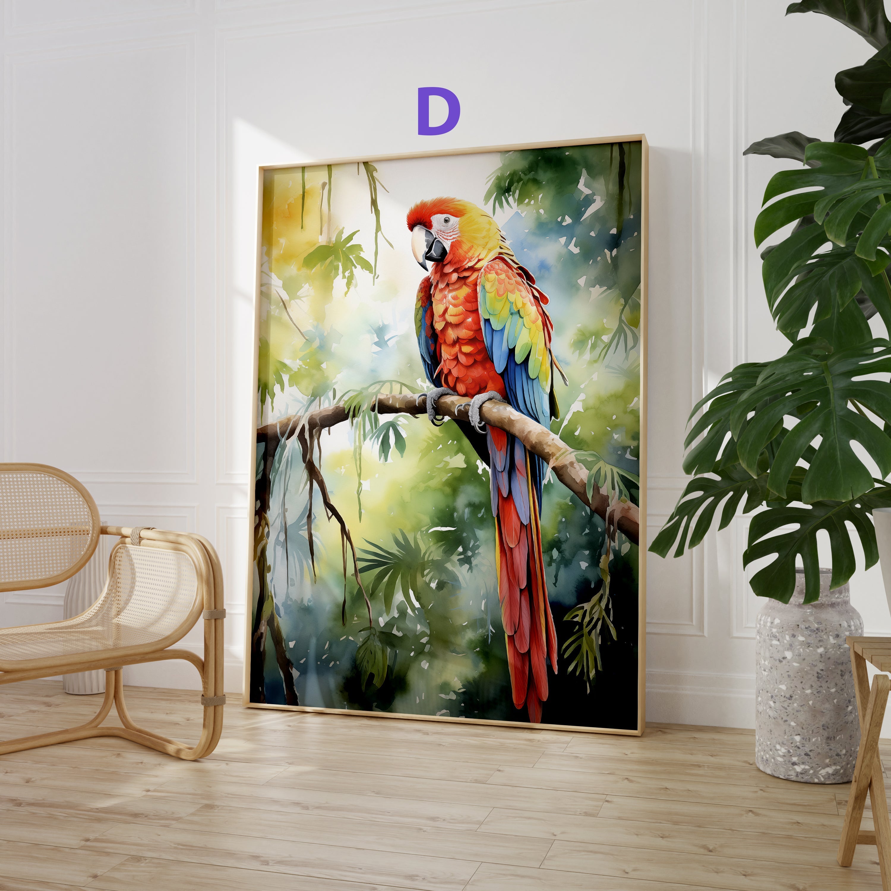 Dschungel poster · Geschenkidee · Papagei Tukan Palmen · Dekoprint ohne Rahmen