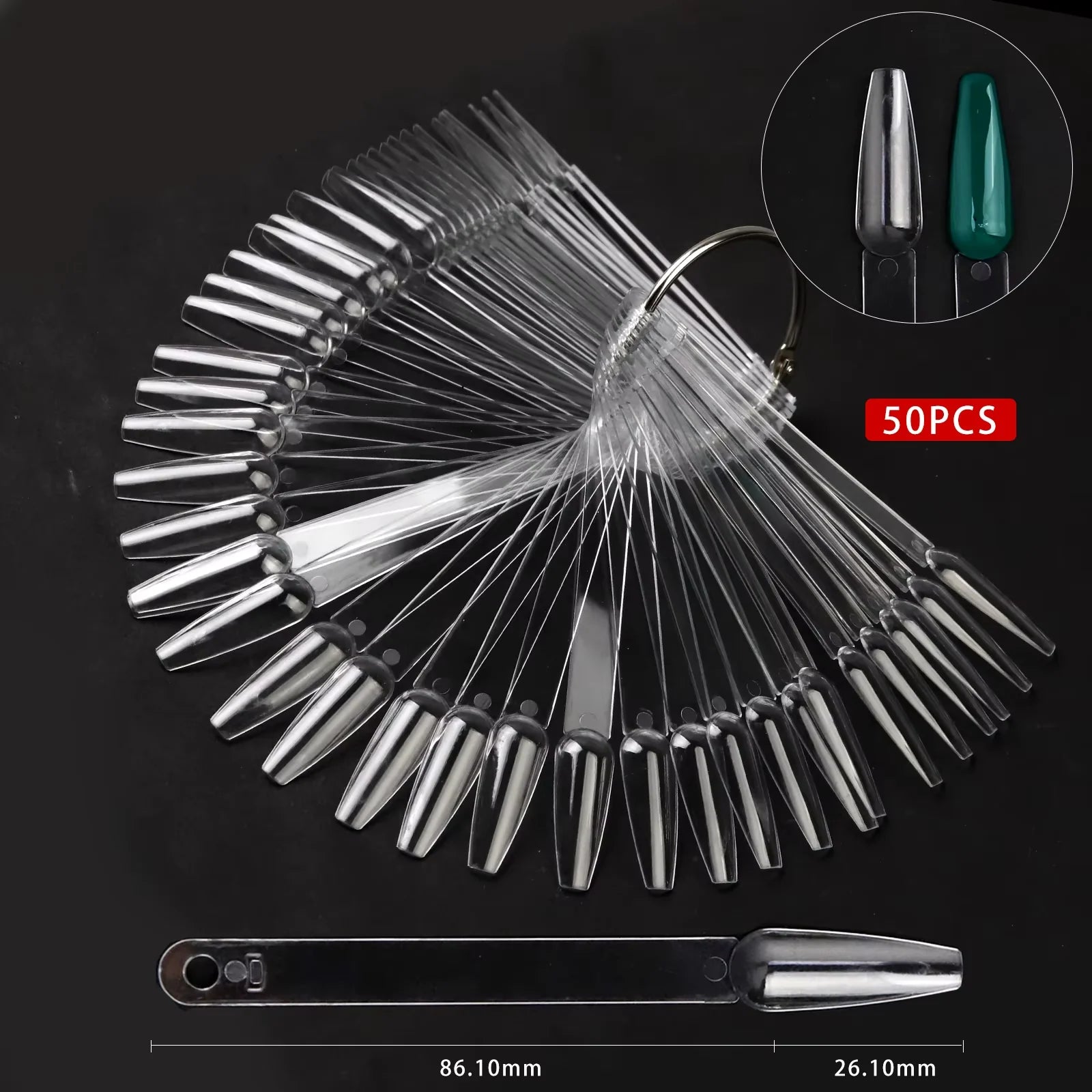 Clear Ballerina Nail Tips (swatch)