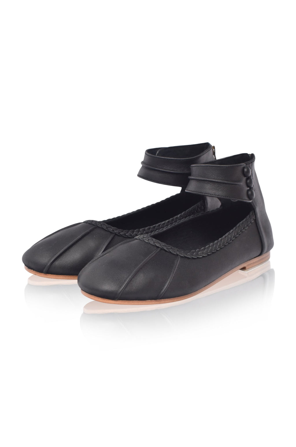 Muse Ankle Strap Leather Ballet Flats