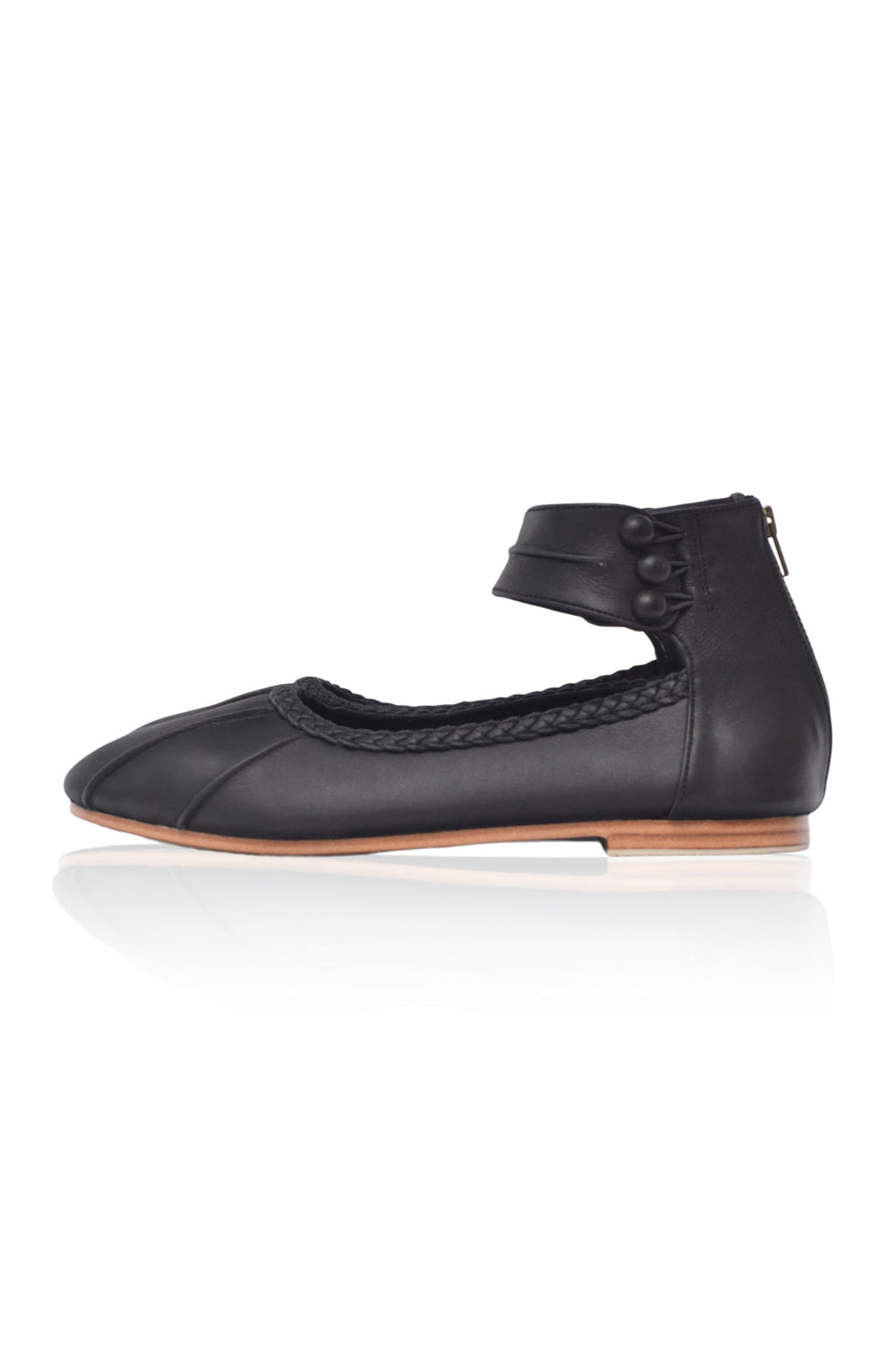 Muse Ankle Strap Leather Ballet Flats
