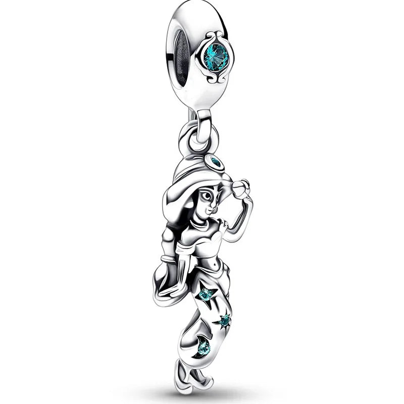 Disney Mickey Minnie Ice and Snow Princess Cartoon Series Pendant DIY Large Hole Zinc Charm Jewelry