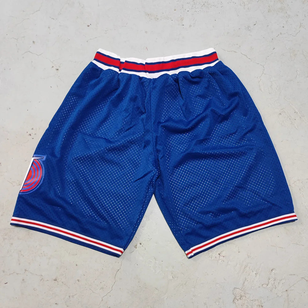Trillest Premium Limited Edition Space Jam Tune Squad Basketball Shorts - White, Blue & Black