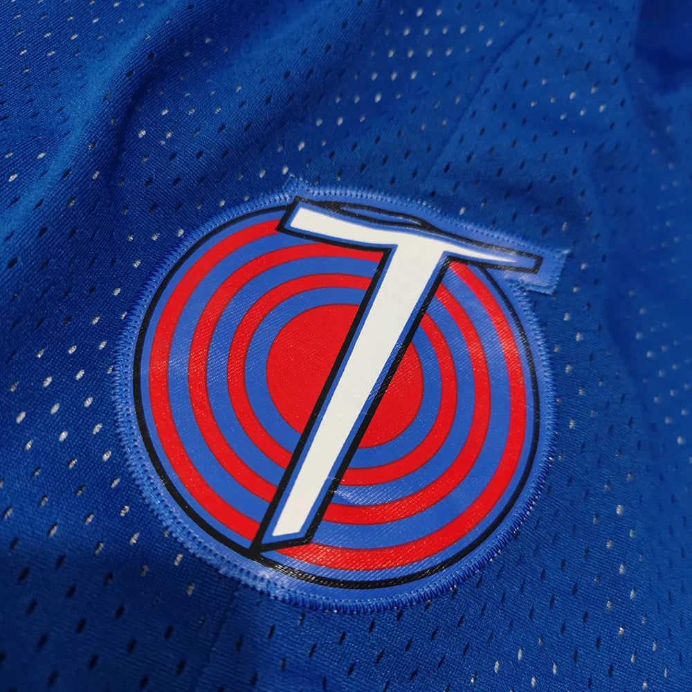 Trillest Premium Limited Edition Space Jam Tune Squad Basketball Shorts - White, Blue & Black