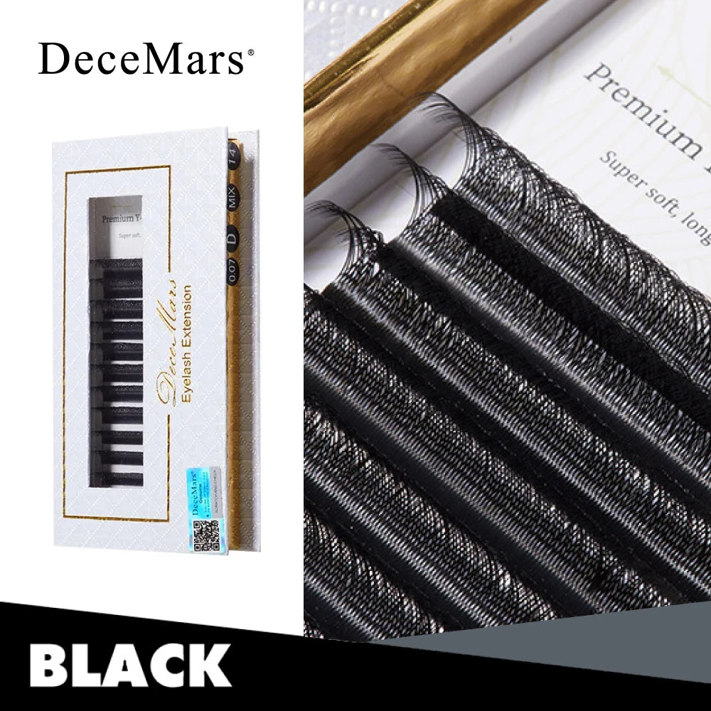 DeceMars YY Shape  Black Brown Eyelashes Extensions Two Tip Lashes C/D Curl  High Quality  Idividual
