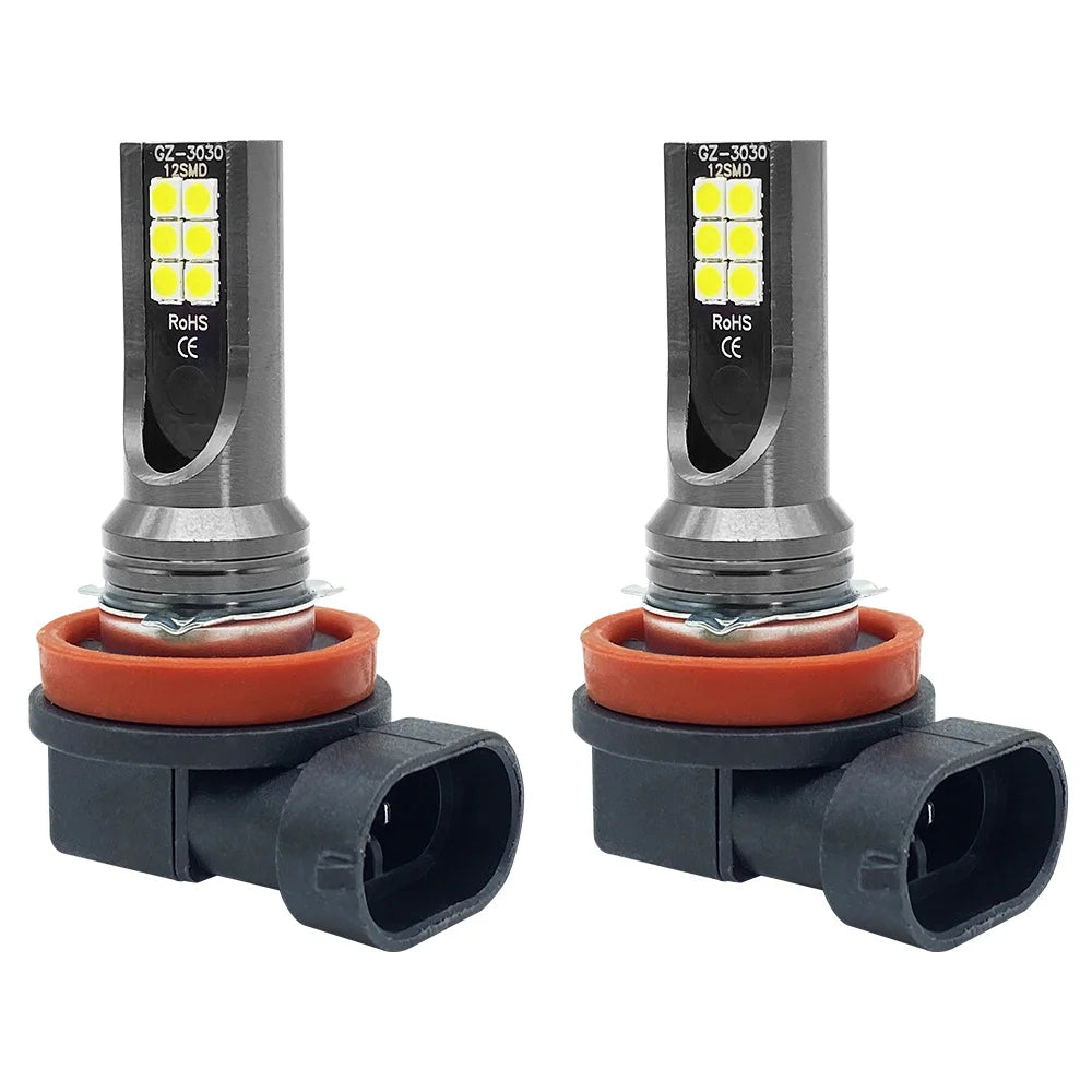 2Pcs LED H8 H11 Bulb H16 JP 9005 HB3 9006 HB4 Lamp Super Bright Car Fog Lights Day Driving Running Light 12V 24V 6000K White