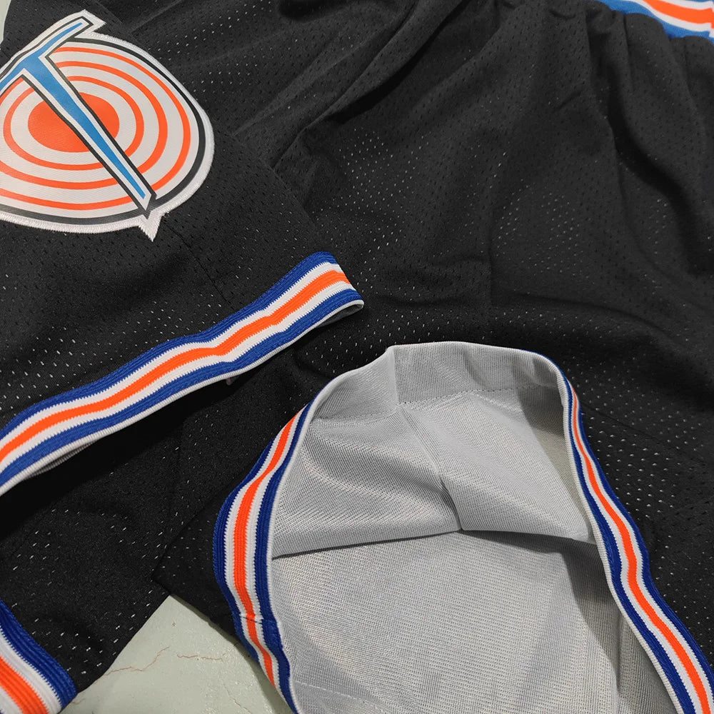 Trillest Premium Limited Edition Space Jam Tune Squad Basketball Shorts - White, Blue & Black
