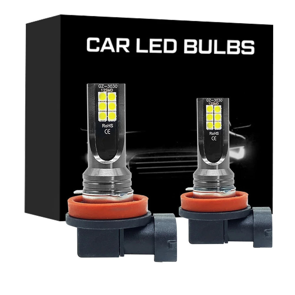 2Pcs LED H8 H11 Bulb H16 JP 9005 HB3 9006 HB4 Lamp Super Bright Car Fog Lights Day Driving Running Light 12V 24V 6000K White