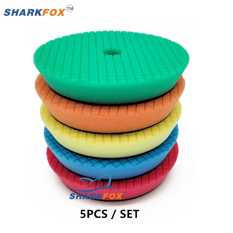Sharkfox 3/5/6 inch (80mm/125mm/150mm) Car Sponge Polishing Discs Buffing Pads Kit For Car Polisher Buffer