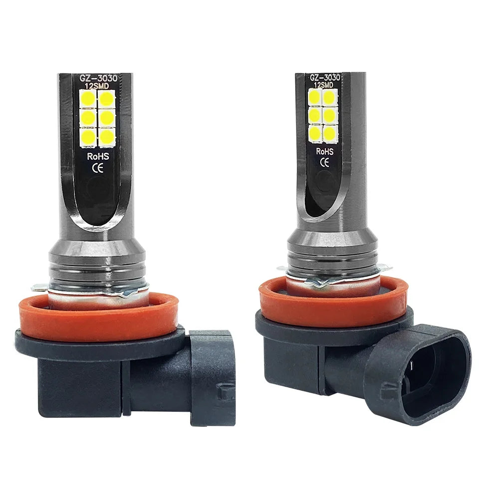 2Pcs LED H8 H11 Bulb H16 JP 9005 HB3 9006 HB4 Lamp Super Bright Car Fog Lights Day Driving Running Light 12V 24V 6000K White
