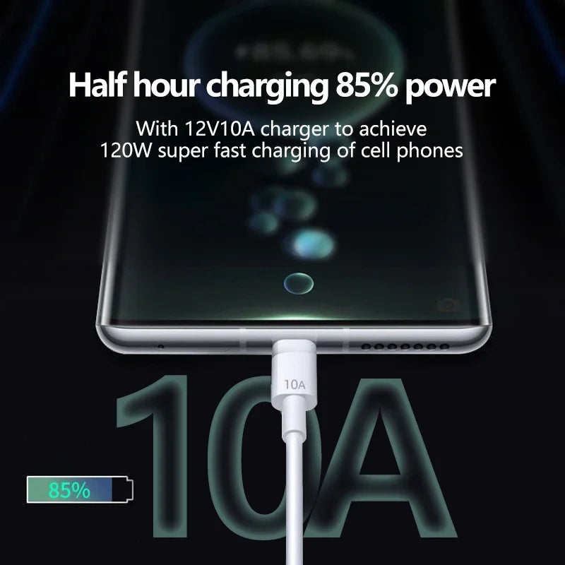 Universal 120W 10A USB to Type C Cable Super Fast Charging Cable For Huawei P40 Honor Data Cord For Xiaomi Redmi 0.3/1M/1.5M/2M