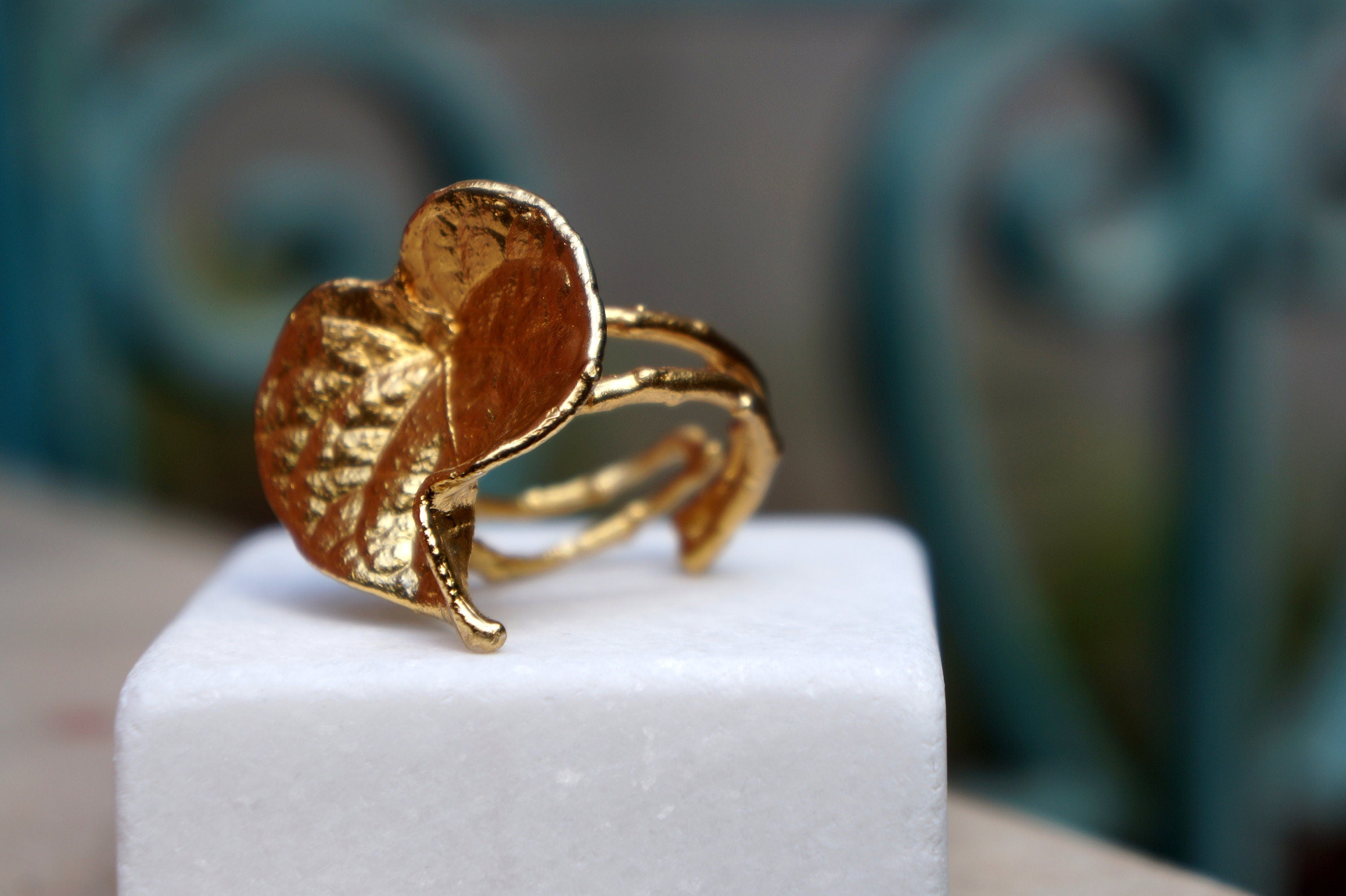 Real Bellflower Ring, Handmade Nature Jewelry, Organic Nature Band, Gift for Love, Gold or Sterling Silver 925